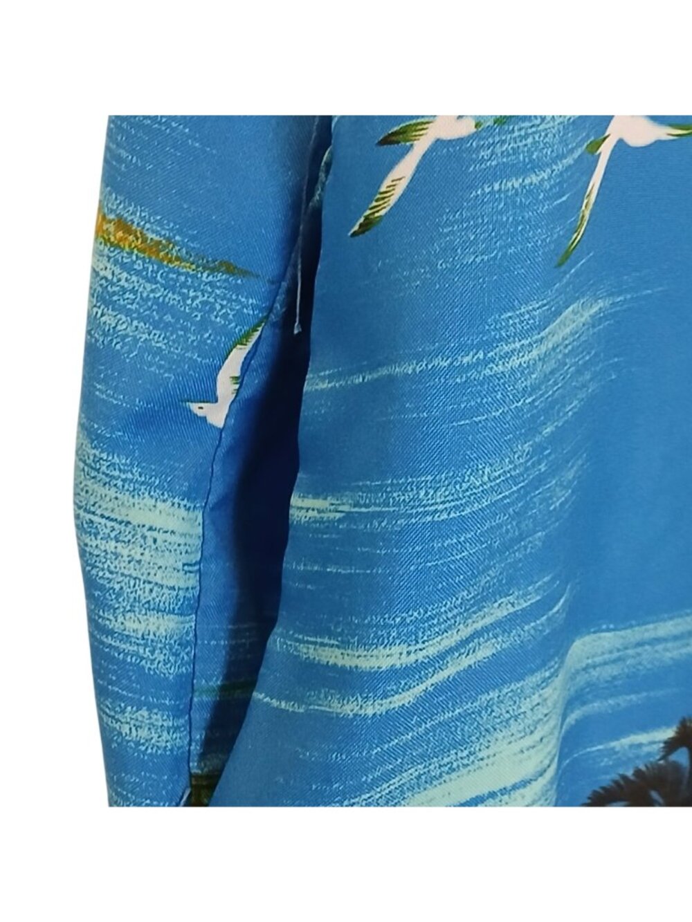 VTG Pacific Isle Creations Hawaiian Sz 8 Maxi Dress Blue W/ Tropical Island #C-4 - Picture 3 of 7